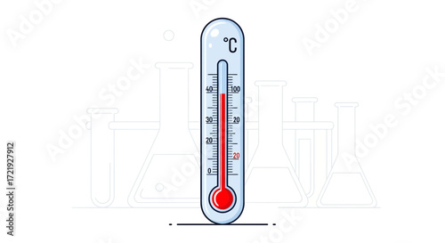 Illustration of a Thermometer with Celsius Scale in Scientific Setting