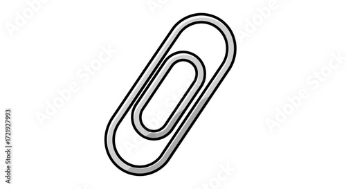 A simple yet iconic metallic paperclip illustration, isolated on a white background for office, business, and educational designs