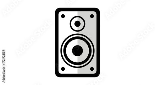 Simple illustration of a modern loudspeaker in grayscale suitable for various audio projects