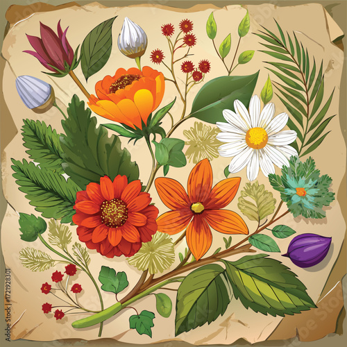 Beautiful Floral Arrangement with Vibrant Colors and Leaves beautiful floral