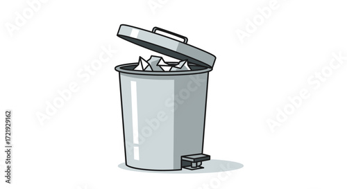 Trash Can Illustration A Simple Drawing of a Waste Bin