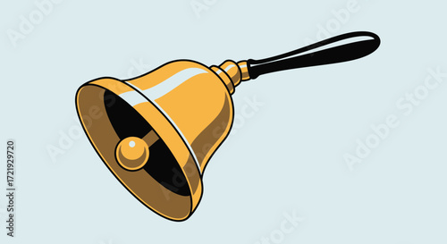 A classic golden hand bell with a black handle, a symbol of attention and service, perfect for various design needs