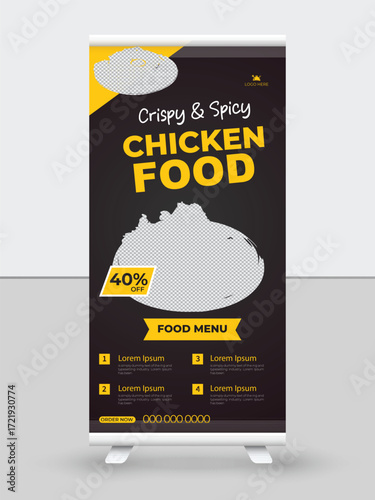 Delicious chicken grill menu testy food banner design template