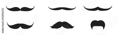 Set of mustache silhouette vector, Silhouettes of moustache collection. vector illustration EPS 10