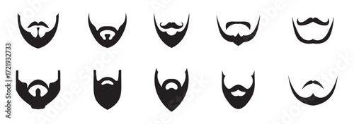 Set of mustache silhouette vector, Silhouettes of moustache collection. vector illustration EPS 10