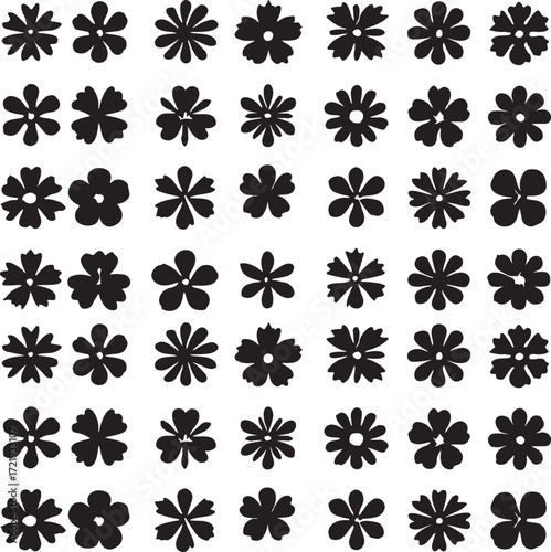 black and white silhouettes of flowers set