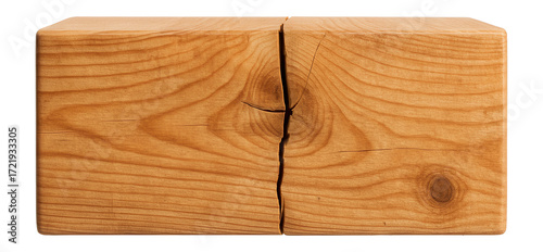 Pine wooden beam with a crack.
