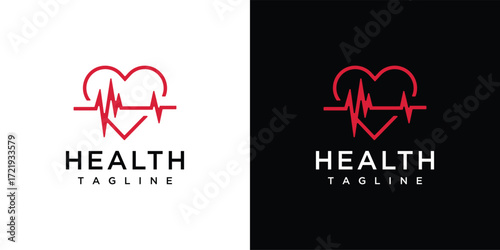 The concept of the love health logo design is made with lines.