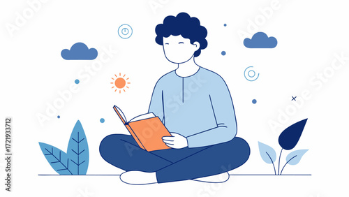 A person filling in a mindfulness coloring book page with positive affirmations such as I am calm and I am capable. This promotes selfreflection and helps cultivate a more positive. Vector
