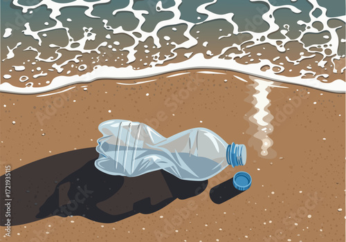 Plastic Bottle Pollution on Beach Environmental Impact of Waste on Coastal Ecosystems