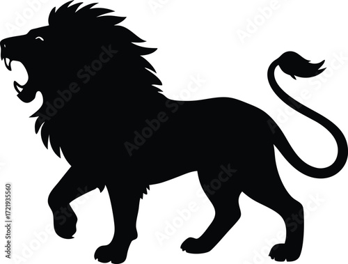  lion roaring vector, predator silhouette illustration