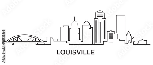 Louisville Line Art skyline. Black Louisville city. with white background