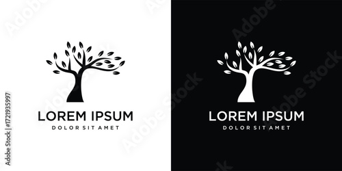 Natural Vector Tree Logo. Growth Design Template	
