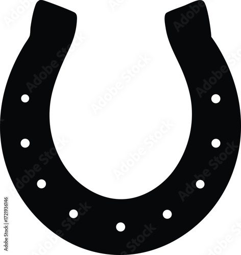  horseshoe vector, luck symbol silhouette illustration  