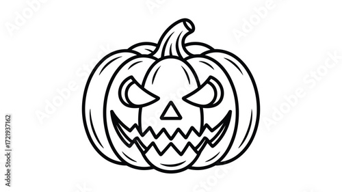 Scary jack o lantern halloween pumpkin outline drawing