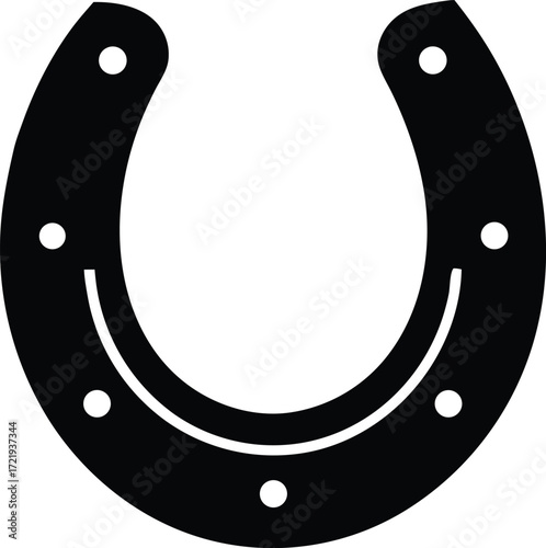  horseshoe vector, u shaped iron silhouette illustration  