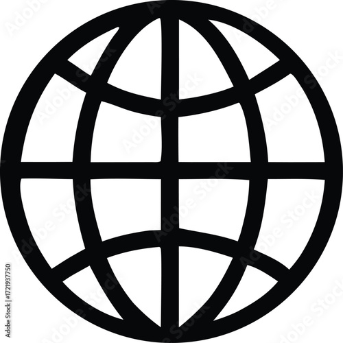 Simple globe icon representing worldwide connectivity and global network access for digital communication and international business