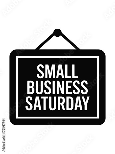 Small business saturday sign hanging isolated on white background