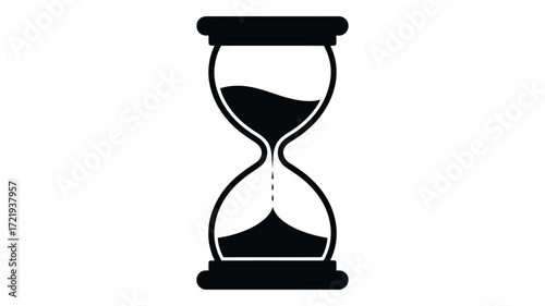 Black silhouette of an hourglass with sand flowing through