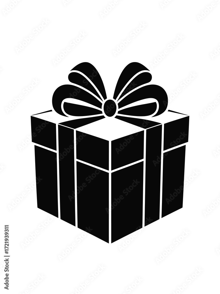 Obraz premium Simple black silhouette of a gift box with a bow