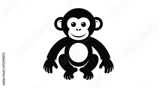 Cute cartoon monkey sitting with a friendly smile