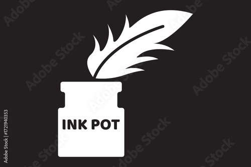 Bottle ink with feather icon. EPS 10.