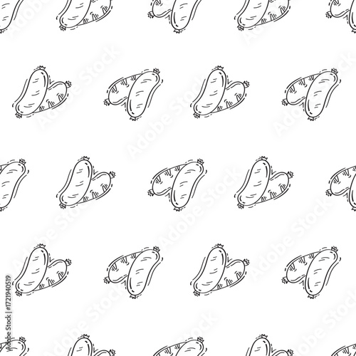 sausage pattern. grill sausage seamless pattern. doodle sausage seamless pattern. grill sausage background