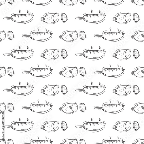 sausage pattern. grill sausage seamless pattern. doodle sausage seamless pattern. grill sausage background