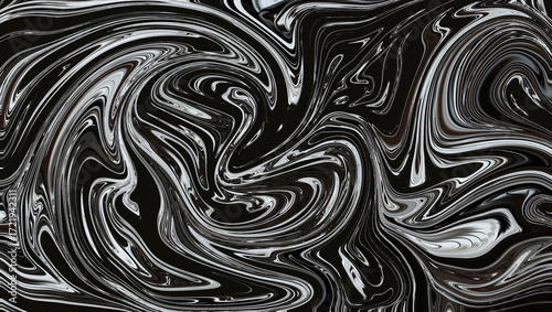 Obraz na plátně Abstract fluid art in black and white with swirling patterns