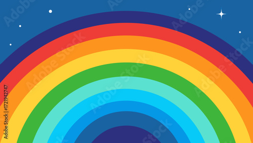 Vibrant abstract background with a rainbow spectrum of colors forming a circular design against a bright sky, perfect for a colorful wallpaper or decorative element