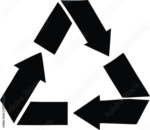 Recycling symbol emblem in solid black an iconic representation of sustainability environmental conservation and ecological awareness