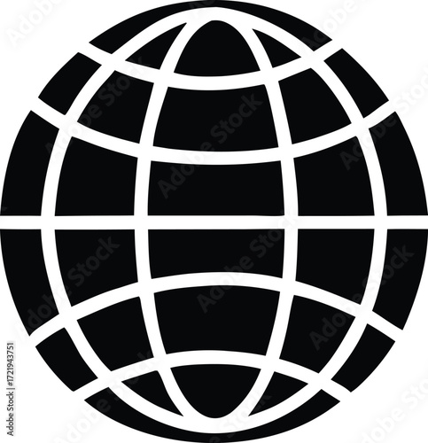 Monochromatic globe icon representing global connectivity and international business opportunities worldwide