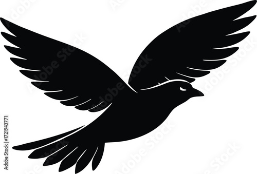  flying bird vector, sky animal silhouette illustration  