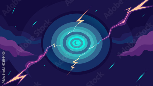 Vector art illustration of Pisces and Gemini zodiac signs with technology concept success and target arrow business design