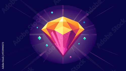 Elegant brilliant heart-shaped diamond gemstone on a transparent background, a perfect vector symbol of love and luxury jewelry