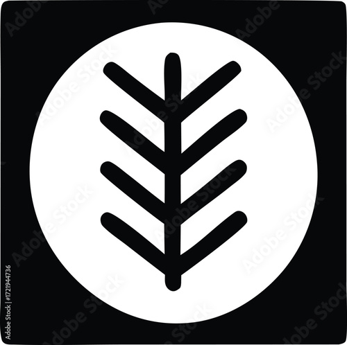 Simple graphic icon featuring a stylized wheat stalk symbol enclosed within a circular frame