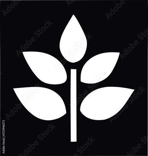 Simple white wheat stalk icon symbol representing agriculture food grain growth and harvest essential for businesses