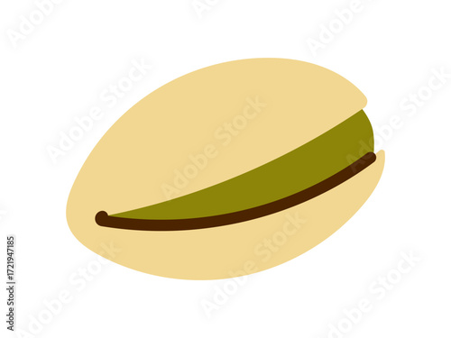 Vector pistachio nut isolated on white. Organic green seed illustration for healthy food, dessert, bakery, ingredient, snack, label, vegan, premium design.