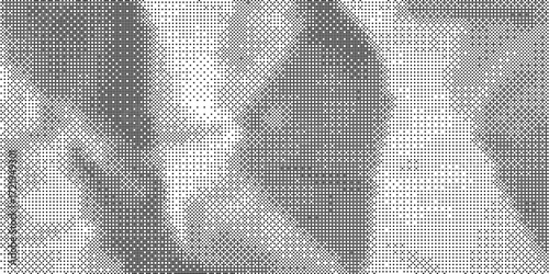 Pixelated bitmap gradient texture. Black and white dither pattern background. Abstract glitchy pattern. 8 bit video game screen wallpaper. Wide raster backdrop. Retro pixel art Illustration. Vector