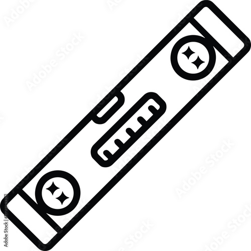 Outline Icon of a Spirit Level Tool with Bubbles Keywords: spirit level, measuring tool