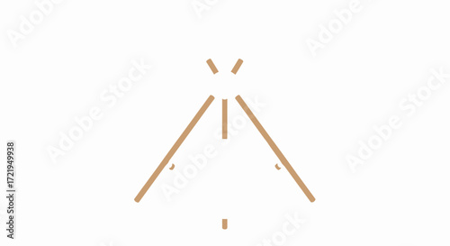 Abstract construction framework in light brown tones against white background