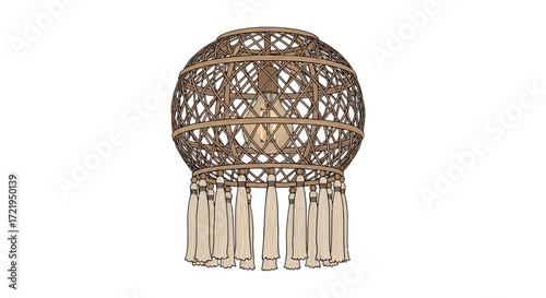 Boho-Chic Woven Pendant Light Fixture with Decorative Tassels
