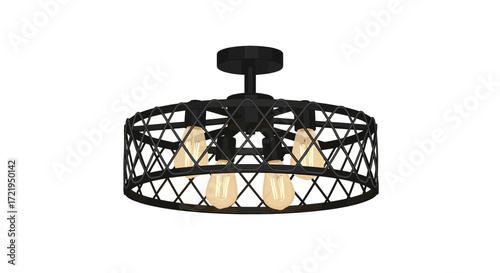 Charming black caged ceiling light fixture with decorative bulbs modern design