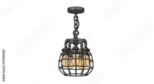 Charming dark metal pendant light fixture with multiple bulb illumination