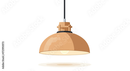 Charming wooden pendant light fixture in minimalist vector illustration