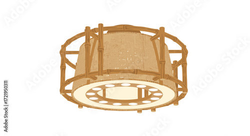 Decorative wicker lamp with bamboo frame offering a warm illumination