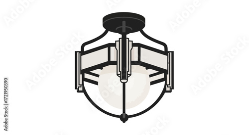 Elegant art deco ceiling lamp with geometric lines and soft glow