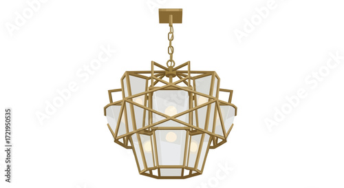 Elegant bronze-toned chandelier with geometric and lantern design elements