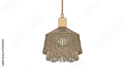Elegant bohemian macrame pendant light fixture with intricate patterns
