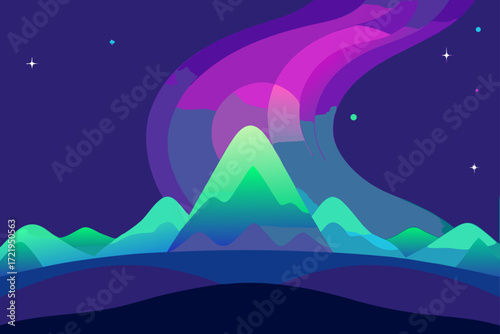 night landscape with mountains and moon
